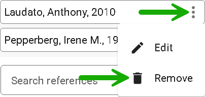 Image showing the Remove button in the Citation editor